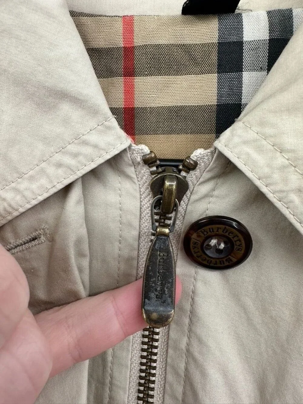 Vintage Burberry Utility Jacket Trench Coat Mid/Short Length Hood Nova Check - Picture 15 of 16